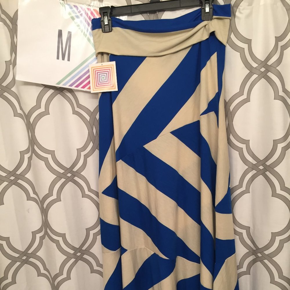 LuLaRoe Blue and Cream Maxi Skirt